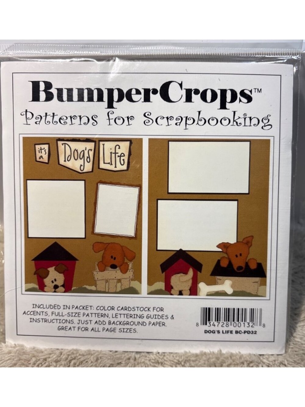BumperCrops Dogs Life Scrapbooking Pattern Kit With Cardstock Full-Size Patterns